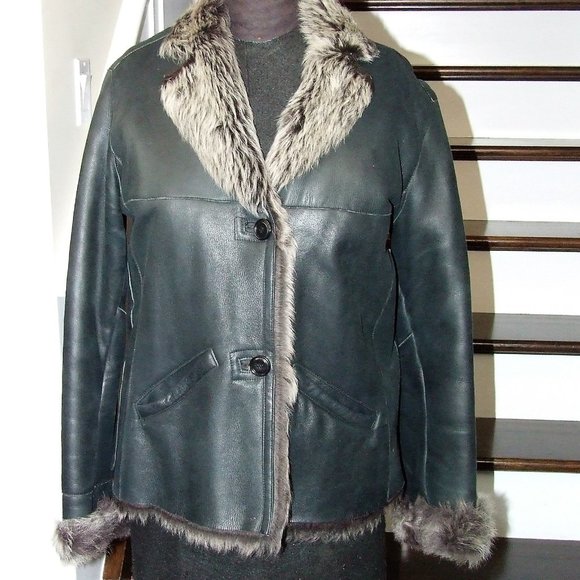 Giorgio Armani Black Label Lamb Shearling Women Jacket 40 Sheepskin Coat - Picture 3 of 11